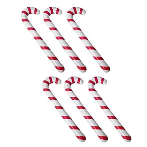 Produktbild: Toyvian 6 Stücke Aufblasbare Gehstock Gehhilfe Stock Spazierstock Wanderstock Weihnachten Zuckerstange Krücke Spielzeug Ballon Weihnachtsbaum Hängende Ornamente 88cm