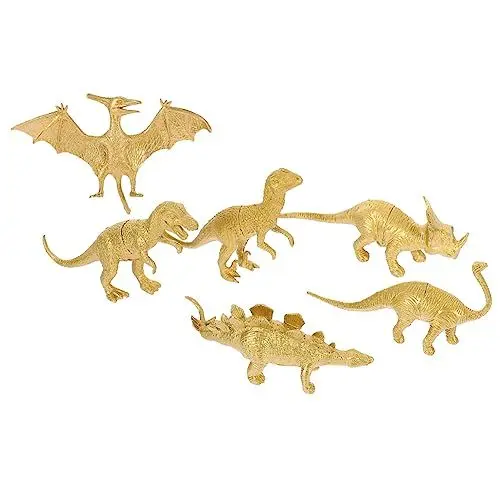 Produktbild: Toyvian 6st Goldenes Dinosauriermodell Brachiosaurus-figuren Tier Goldene Figuren Dinosaurier-kuchendeckel Lebendiges Dinosaurierhandwerk Mini-dinosaurier Kleine Plastik Anzahl Metall