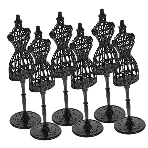 Produktbild: Toyvian 6st Puppenaufhänger Schaufensterpuppe Puppenkleiderständer Mini-Mannequin-körper Kleiderhalter Für Puppen Schneiderpuppe Puppenrobenform Plastik Spielzeug Puppenhaus Mädchen