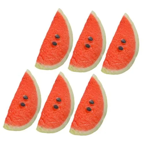 Produktbild: Toyvian 6st Simulierte Wassermelonenscheiben Mini-Food-Modell Obstscheiben Aus Kunststoff Wassermelonen-tablett- Stellen Sie Sich Vor, Sie Spielen EIN PVC Prunkstück Lebensmittel