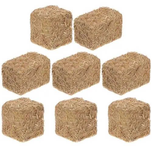 Produktbild: Toyvian 8 Stücke Strohballen Heuballen Futterset Spielzeug Bauernhof Zubehör Hamster Kaninchen Meerschweinchen Stroh Puppenhaus Zubehör Mini Gartenwerkzeug Micro Landschaft Miniatur Deko