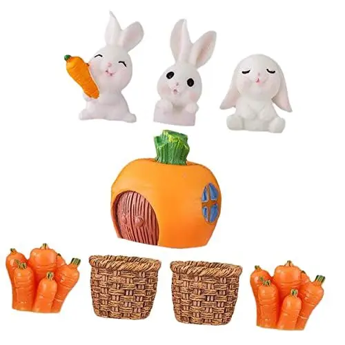 Produktbild: Toyvian 8st Häschenverzierung Hase Aus Harz Miniatur-hasenfigur Kleine Kaninchenskulptur Osterparty Bevorzugt Geschenke Mini-hasenfigur Kleine Kaninchenstatue Mini-Kuchen Karikatur Puppe