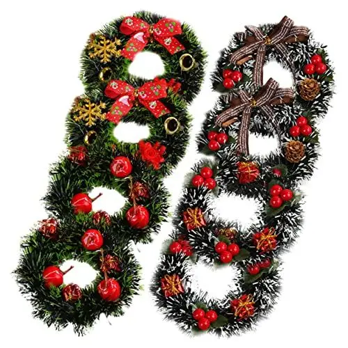 Produktbild: Toyvian 8 Stücke Weihnachten Kranz Decor 4 Tür Dekoration Weihnachten Kranz Für Front Tür Kränze Hause