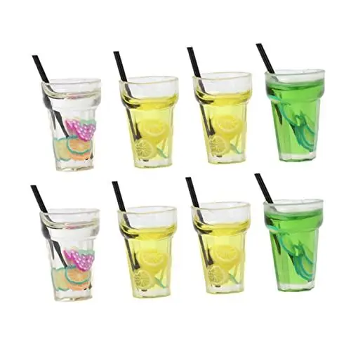 Produktbild: Toyvian 8st Mini-früchtetee Mini-getränkebecher Mini-teeflasche Schmuckzubehör Essen Miniatur-puppenhaus-zubehör Mini-trinkflasche Früchteteedekor Für Harz Cocktail Glas Kleines Puppenhaus