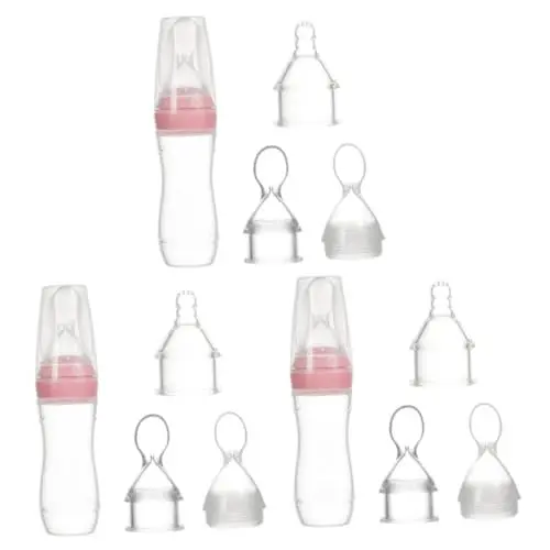 Produktbild: Toyvian 9 Stk Nuckelflasche Reisflasche für Säuglinge Löffel zum Füttern von Kleinkindern Babyflasche mit Silikonlöffel Ergonomisches Design Babyflasche babynahrungszubereiter Essen Rosa