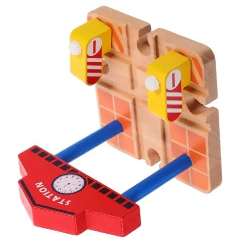 Produktbild: Toyvian Eisenbahnspielzeug Bahnhof aus Holz hölzerne Eisenbahnschiene spaß Spielzeuge Modelle Massenspielzeug hölzerner Bahnsteig Lustiges Bahnsteigmodell Spur Zubehör Kind
