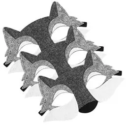Produktbild: Toyvian Filztier - 3PCS Wolf Tiere Fühlten Halb Gesichtsgeschenke Black Wolf Animals Geburtstagsfeier für Halloween- Masken- Kleid- Partyzubehör