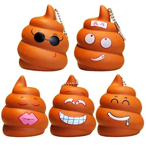 Produktbild: Toyvian Kackhaufen Schlüsselanhänger Neuheit Emoticon Schlüsselbund Schlüsselring Geldbörse Tasche Anhänger Witze Streich Spielzeug für Kinder Erwachsene Lustige Neujahr 5 Stück