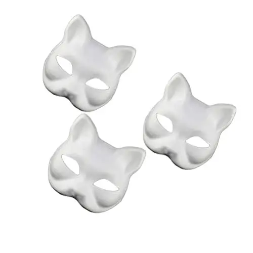 Produktbild: Toyvian Katzenmaske Therian Maske Tiermaske Halloween Maske Für Kinder Erwachsene Weiße Katzenmaske Handbemalte Gesichtsmaske Tier Party Cosplay Kostüm
