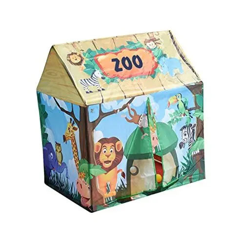 Produktbild: Toyvian Mädchen Spielzelt Tragbares Faltbares Ballbecken Für Drinnen Und Draußen Als Spielhaus Mit Fenster Und Rolltor Für Jungen Und Mädchen Grün Tierdesign