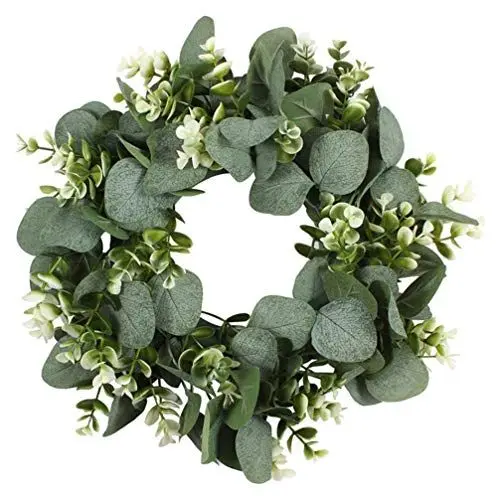 Produktbild: Toyvian Künstliche Eukalyptus Kranz Blätter Zweig Girlande Hochzeit Türkranz Willkommen Türschild Garten Willkommensschild Wandkranz für Wohnzimmer Wanddeko Ostern Frühling Haustür Deko