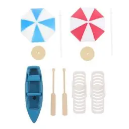 Produktbild: Toyvian Mini-Strand-Stil Miniatur-Ornament-Set Strand-Miniatur-Puppenhaus-Dekoration Strand-Miniatur-Figur Regenschirm Mini-Garten-Dekoration Mini-Desktop-Sandkasten-Zubehör