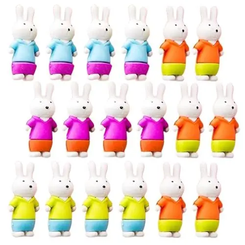 Produktbild: Toyvian Mini- -Radiergummis 18 Stück Hasen-Radiergummis Kaninchen-Radiergummis Kleine Hasen 3D-Schreibtisch-Radiergummis Haustier-Neuheits-Radiergummis Osterkorbfüller Schule