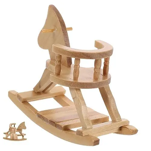 Produktbild: Toyvian Möbel Schaukelpferd Miniatur-Schaukelstuhl Miniatur-Gartenbank 1/12 Schaukelstuhl Puppenhausverzierung Puppenhauszubehör Mini-Zubehör Modell Miniaturszene Requisiten