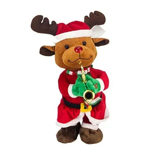 Produktbild: Toyvian Plüsch Elch Rentier Figur mit Musik Xmas Plüschtier Kuscheltier Stofftier Schmusetier Weihnachten Deko Figur Tischdeko Weihnachtsdeko Geschenk für Baby Kinder