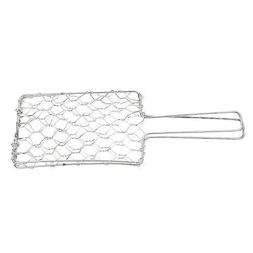 Produktbild: Toyvian Praktischer BBQ Grillkorb Aus Edelstahl Mit Langem Holzgriff Für Grillen Von Fisch Fleisch Und Gemüse Robust Und Langlebig Für Camping Und Picknick