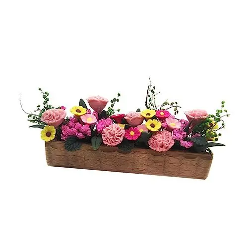 Produktbild: Toyvian 1:12 Puppenhaus Aus Holz Topfblume Puppenhaus-bausätze Zum Bauen Blumenkasten Kleines Hausdekor Topfpflanzen Pflanzentopf Miniatur Gartenzubehör -Bonsai- Grün Minitopf Öffne Das Fenster