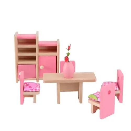 Produktbild: Toyvian Puppenhausmöbel Holzmöbel puppenstubenmöbel Dollhouse Furniture Puppenhaus aus Holz Mini-Hausmöbel Sofa Möbelset Modell Spielzeugzimmer Kind Zubehör Hölzern Rosa