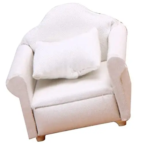 Produktbild: Toyvian Puppenstubensofa 1:12 Couchmodell Puppenküchendekoration 1:12 Puppensofa Miniaturcouch Mit Kissen Einzelsofa Aus Holz Mini-einzelsofa Mit Kissen Stühle Weiß Mikroszene Möbel Stoff