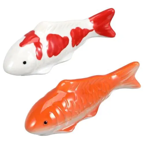 Produktbild: Toyvian Schwimmende Koi-Fische Aus Keramik – 2 Künstliche Schwimmende Fische Künstliche Goldfische Dekoration Für Aquarien Brunnen