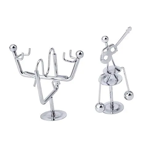 Produktbild: Toyvian Creative Iron Figurine Mit Balance Ball Schwingendes Tumbler Spielzeug Für Home Office Desktop Deko Mini-Gitarre Für Geburtstage Feiertage Stressabbau Gadget
