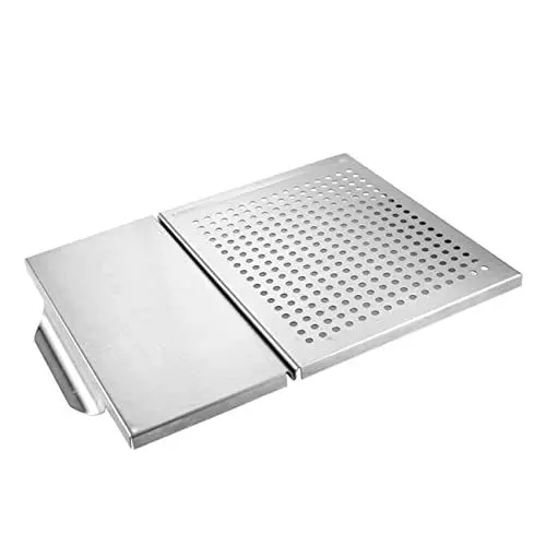 Produktbild: Toyvian Stahlgrillplatte Mit Löchern Für Luftzirkulation Praktische Grillplatte Aus Edelstahl Abtropfplatte Für Barbecue Leicht Zu Reinigen Verstauen Grillzubehör Für Zuhause Und Camping
