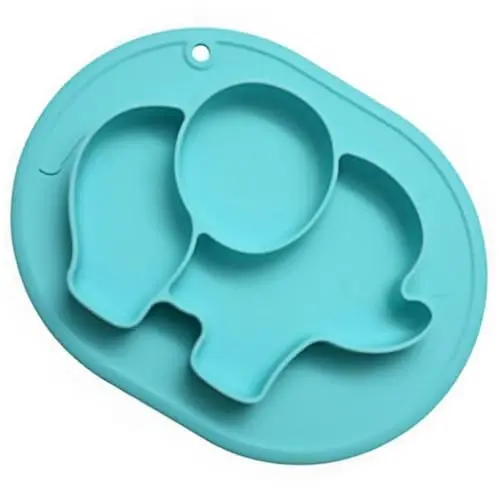 Produktbild: Toyvian Teller kindergeschirrsets kinderbesteck Compartment plate food container Portable dinner plate Kindertabletts zum Essen Geschirr Silikonplatte Kieselgel Blue