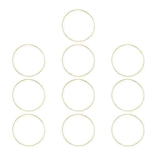 Produktbild: Toyvian Traumfänger Ringe Metall Makramee Ring Golden Rund Metallringe 20cm 10 Stück Drahtring DIY Basteln Kranz Rahmen Handwerk Material Festival Party Dekoration