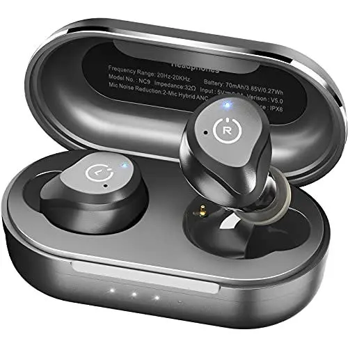 Produktbild: TOZO NC9 Kopfhörer Kabellos Bluetooth 5.3 Bluetooth Kopfhörer, Hybrid Active Noise Cancelling Kopfhörer, Stereo In Ear Ohrhörer mit Tiefer Bass, Kabellose Kopfhörer mit 3 Mikrofone - Schwarz