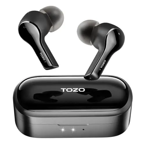 Produktbild: TOZO T9 Bluetooth Kopfhörer, In Ear Kopfhörer Kabellos Bluetooth 5.3, Rauschunterdrückung Anrufen Kopfhörer Kabellos 4 Mikrofon, Typ-C und Schnelles Laden, Integriertes Mikrofon, Ohrhörer Schwarz