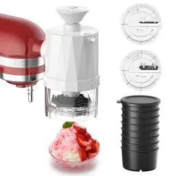 Produktbild: TPGSING ice shaver machine Zubehör für KitchenAid Standmixer, einfach zu montierender, Eisrasierer mit 8 Eisformen, slushy maker für KitchenAid Zubehör mit austauschbaren groben und feinen Klingen