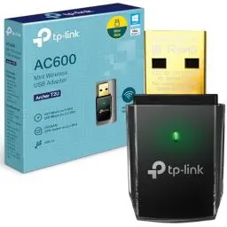 Produktbild: TP-Link AC600 Wireless Dual Band USB Adapter for PC, Desktop, Laptop and Tablet (Supports Windows XP/7/8/8.1/10/11, OS X (10.7–10.13), USB 2.0 (Archer T2U)