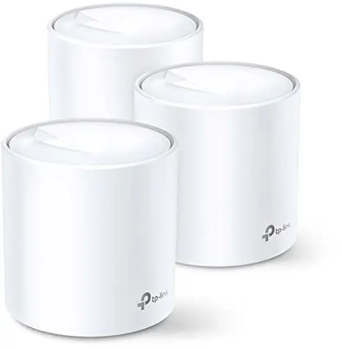 Produktbild: TP-Link Deco X60 Mesh WLAN Set (3 Pack), AX3000 Dual Band Router &Repeater (Reichweite bis zu 650m²,WPA3, ideal für große Häuse, kompatibel mit Amazon Alexa, 6X Gigabit Ports) weiß