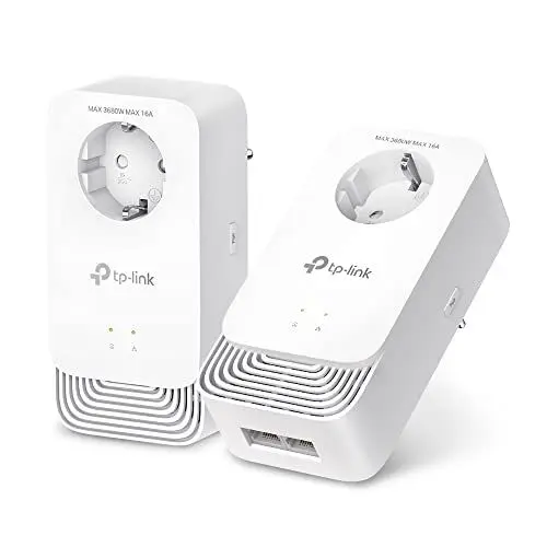 Produktbild: TP-Link PG2400P Kit Powerline G.hn2400, 2+2 Anschlüsse Gigabit Ethernet, Extra-Steckdose, Energiesparmodus, Plug & Play, Nicht kompatibel mit HomePlug AV/AV2-Powerline-Adaptern
