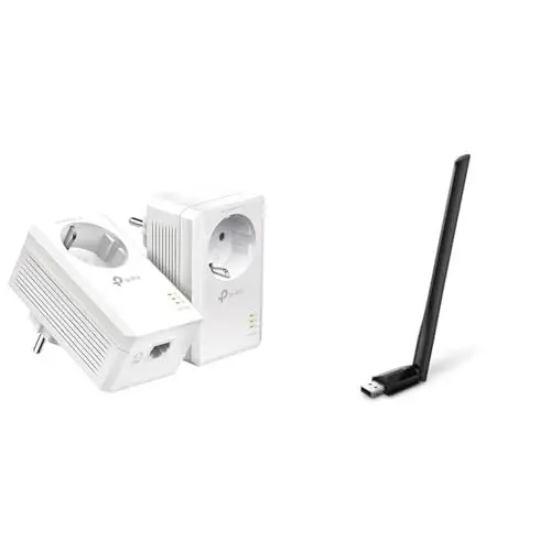 Produktbild: TP-Link Powerline Adapter Set TL-PA7017P KIT(1000Mbit/s & Archer T2U Plus AC600 High Gain Dualband USB WLAN-Adapter mit 5dBi Antenne (bis zu 433 Mbit/s auf 5GHz und 200 Mbit/s auf 2