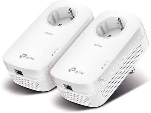 Produktbild: TP-Link Powerline Adapter Set TL-PA8010P KIT(1300Mbit/s Homeplug AV2, 2*2-MIMO, Steckdose, 2 Gigabit Ports, Plug&Play, kompatibel mit allen, ideal für Streaming, energiesparend)weiß