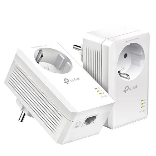 Produktbild: TP-Link Powerline Adapter Set TL-PA7017P KIT(1000Mbit/s, mit Steckdose, Gigabit-Port, Plug&Play, Kompatibel mit allen HomePlug AV/AV2 Powerline Adaptern, Ideal für Media-Streaming)