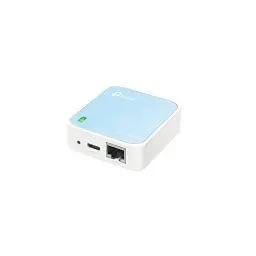 Produktbild: TP-Link TL-WR802N N300 WLAN Nano Router (Tragbar, Accesspoint, TV Adapter, Repeater, Router, Client, 300 Mbit/s (2,4GHz), Media, FTP Server), blau/ weiß, 57 x 57 x18 mm