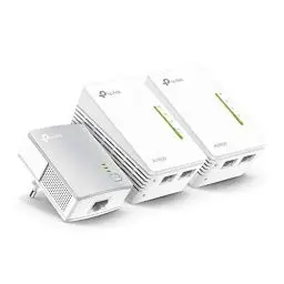 Produktbild: TP-Link WLAN Powerline Adapter Triple Set TL-WPA4220T KIT(600Mbit/s, WLAN 300Mbit/s, Wi-Fi Clone, Fast-Ethernet-LAN, Plug&Play, Kompatibel mit allen HomePlug AV/AV2 Powerline Adaptern)