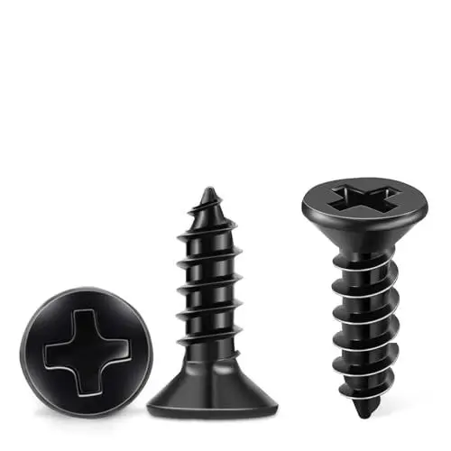 Produktbild: TPOHH Edelstahl V2A Holzschrauben Vollgewinde Senkkopf Universalschraube Ø 4 x 10 mm PH-Antrieb Schwarz Beschichtet Kreuzschlitzschrauben Blechschrauben Spanplattenschrauben 100 Stück