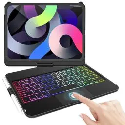 Produktbild: TQQ Hülle mit Tastatur für iPad A16 11 Generation 2025/10 Generation 2022(11/10.9 Zoll), mit Präzisions-Trackpad, Notebook-ähnlicher Tastatur mit 7-Farbige Hintergrundbeleuchtung, 360° Drehbar