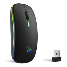 Produktbild: TQQ Maus Kabellos, 2,4 GHz-USB funkmaus, Bluetooth Maus, 1600 DPI Optical Tracking, Wiederaufladbare LED-Dual-Modus Mouse für Laptop, PC, iOS, Android, iPad, Windows