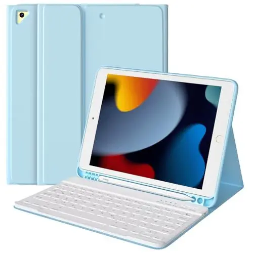 Produktbild: TQQ Tastatur Hülle für iPad 10.2 Zoll (9/8/7 Generation), für iPad Air 3rd und iPad Pro 10.5, Wiederaufladbar Abnehmbar BT-Tastatur, Deutsches QWERTZ-Layout