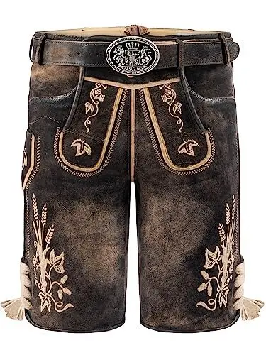 Produktbild: Trachten Lederhose Herren | Bayrische Tracht Herren Wildbock (100% Wildleder) | Trachtenlederhose Herren braun Used in Gr. 50