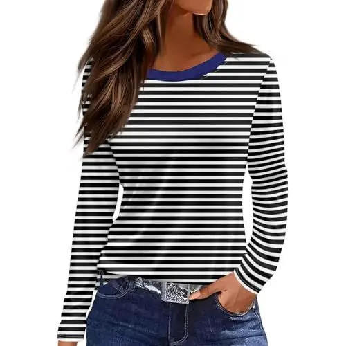 Produktbild: Trachtenbluse Damen Kariert, Longshirt Damen Langarm Tshirt Blusen Hawaii Hemd Langarmshirt Weiß Baumwolle Langärmlige T-Shirts Grau 2XL