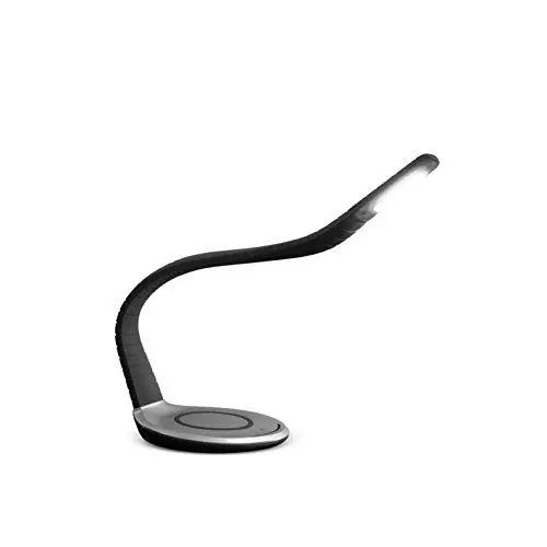 Produktbild: Trae Luni LED Leselampe. Schreibtischlampe. Soft-Touch-Oberfläche. Designlampe. Designerlampe. Mit integrierter Wireless-Ladefläche für Smartphones. Individuell biegbarere Lampenhals. Schwarz