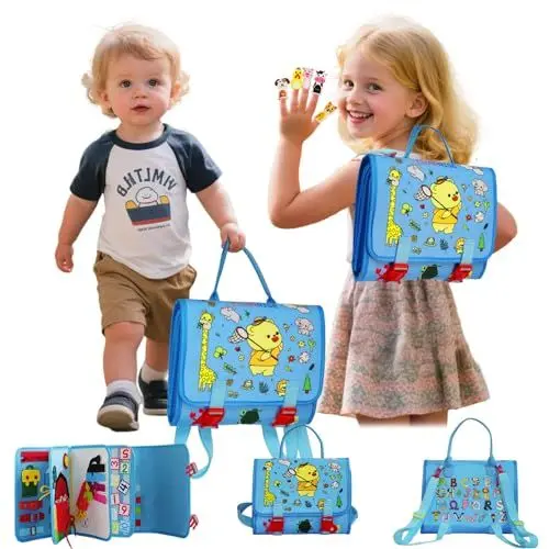 Produktbild: Tragbar Busy Board Montessori Spielzeug – Baby Busy Book für Frühe Bildung Entwicklung, Kleinkinder Lernspielzeug Grundkenntnisse, Sensorik Activity Board Motorikspielzeug, Geschenke für Junge Mädchen