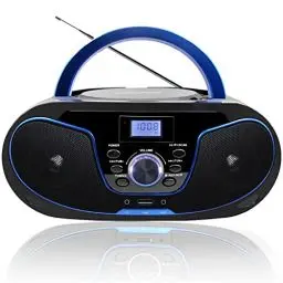 Produktbild: Tragbar CD Player Boombox Bluetooth - mit UKW Radio, USB Eingang & AUX & Kopfhörern Ports, 2 x 2 Watt RMS Stereoanlage (LP-D02)