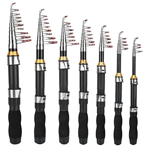 Produktbild: Tragbar Teleskop Angelset Angelrute und Angelrolle Set mit Stationärrolle Angelruten Rollen Kombinationen ideal für Reisen zum Angeln in Salzwasser und Süßwasser Mini Ultra Light 1,2m 1,7m(1,7 m)