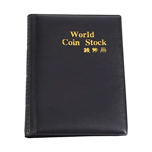 Produktbild: Tragbare 120 Taschen 10 Seiten Münzsammelheft Münzsammelalbum für Münzen, Fremdwährung, Token, Medaillons(schwarz)